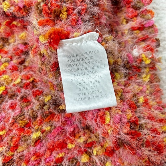 Umgee Vibrant Pink Orange Yellow Brown Autumn Sweater Size 2X Eyelash Knit Soft - Picture 4 of 10